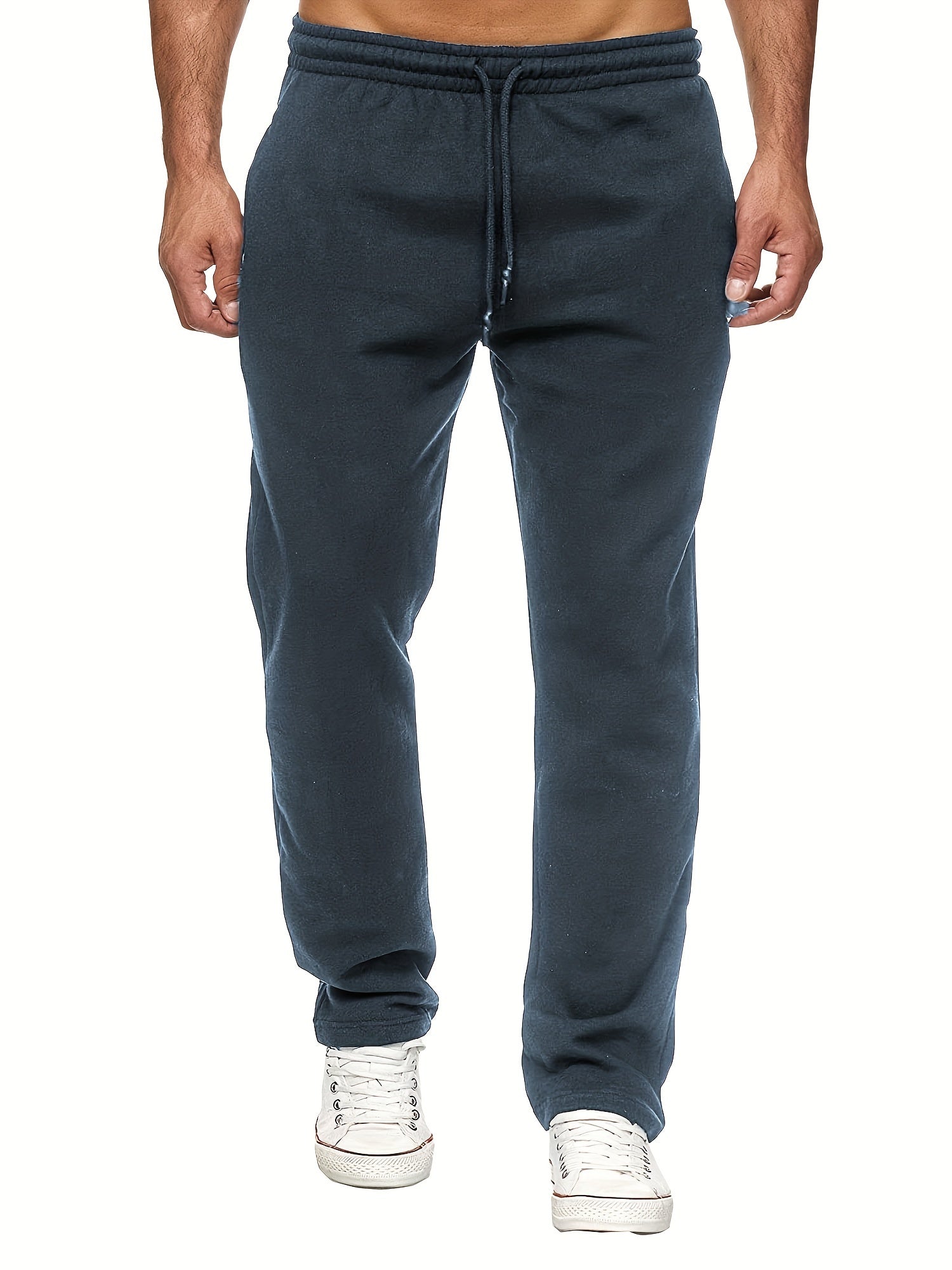 Men'S Fashion Casual Solid Color Fleece-Lined Joggers