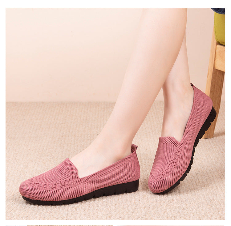 Women's Knitted Solid Color Loafers, Lightweight Non-slip Flat Slip On Shoes, Casual Walking Shoes