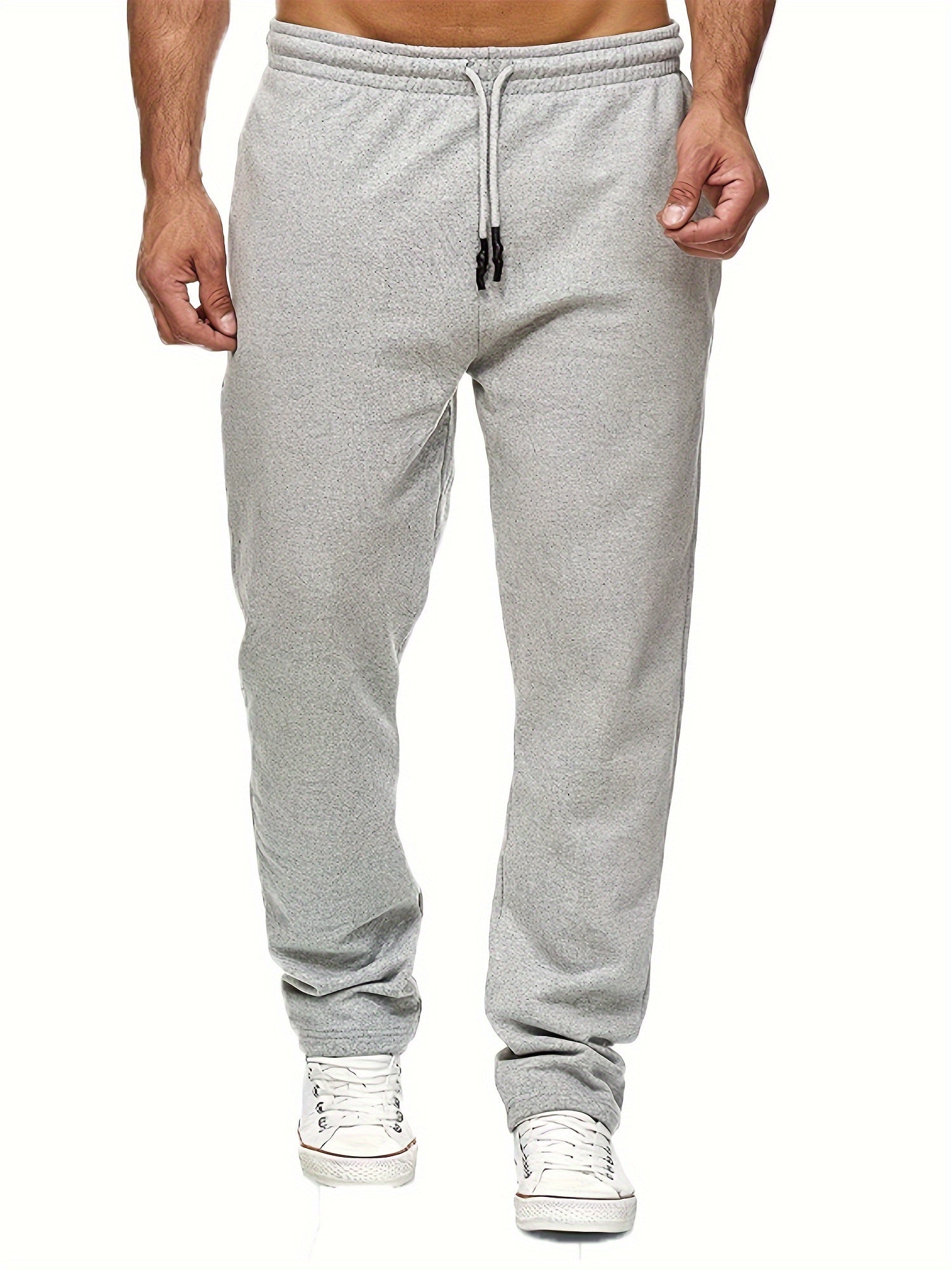 Men'S Fashion Casual Solid Color Fleece-Lined Joggers