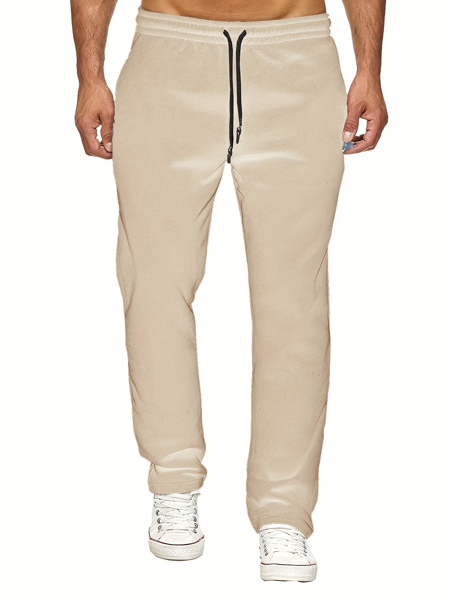 Men'S Fashion Casual Solid Color Fleece-Lined Joggers