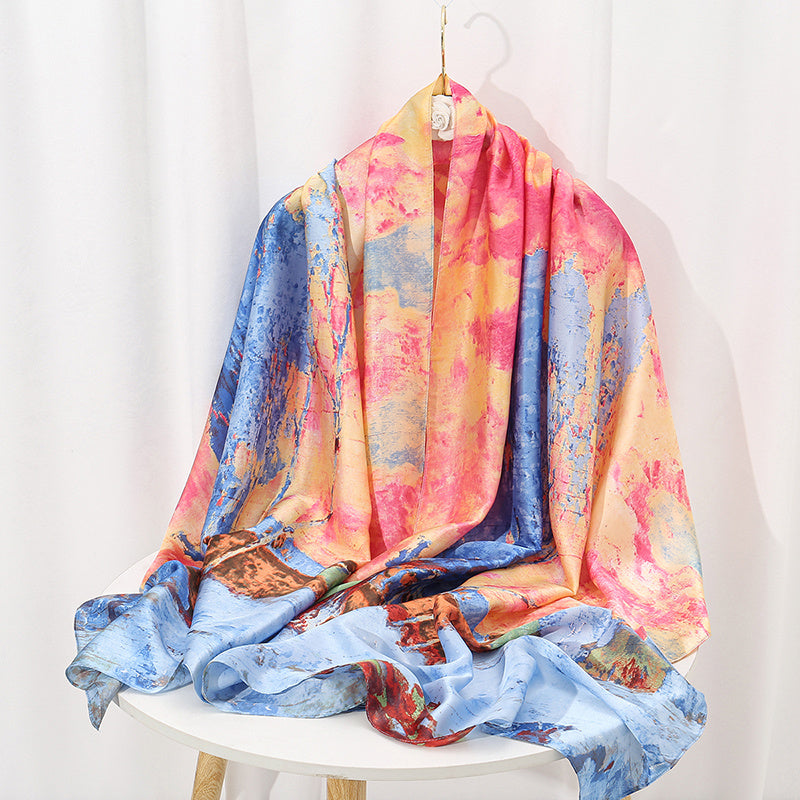 35.4"×70.9" Elegant Landscape Print Scarf Shawl - Windproof, Trendy, and Versatile Outdoor Wrap for Women - Stylish Hijab, Perfect for Any Occasion