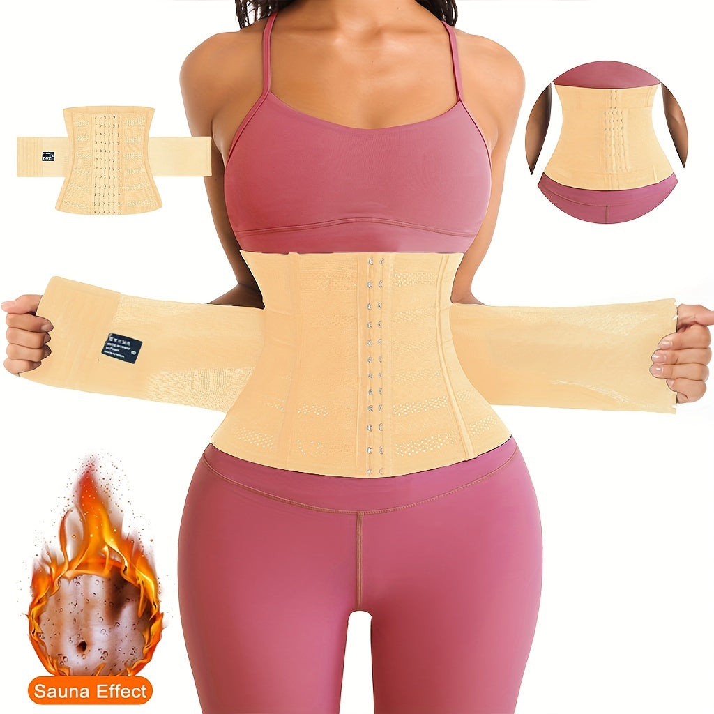 1pc Breathable Polyester Waist Cincher for Women - Medium Control Posture Improvement Shapewear with Adjustable Closure, Knit Fabric Weave, Hand Washable - 1pc