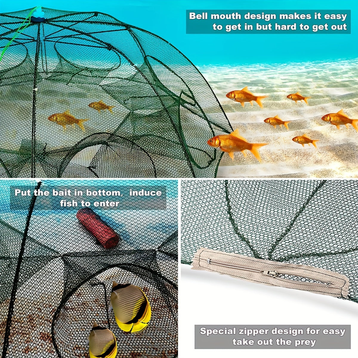 1pc Foldable Hexagonal Umbrella Fishing Net: Catch Minnow, Crayfish, and Crabs Effortlessly!