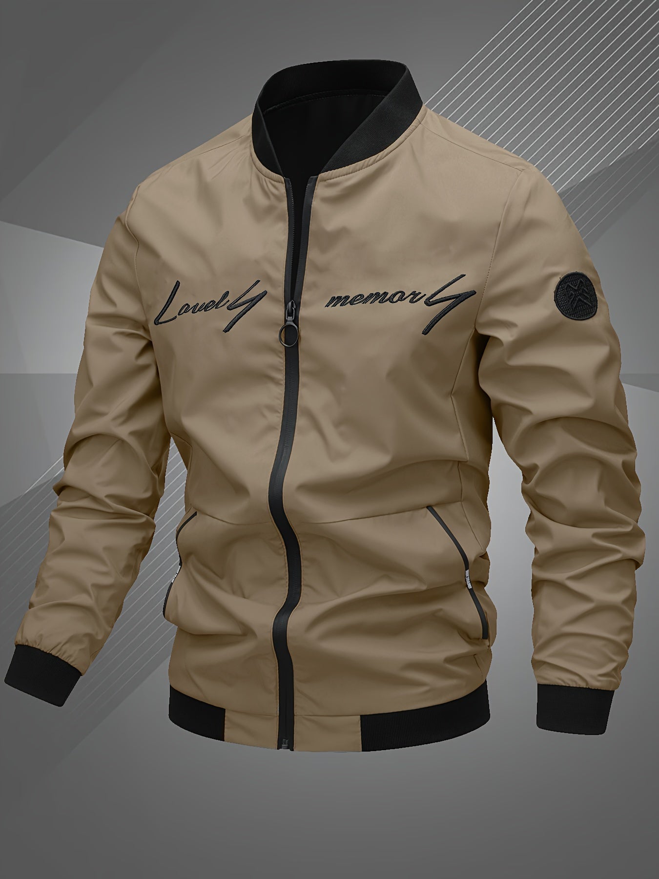 Men'S Letter Embroidered Casual Bomber Jacket, Mens Winter Jackets And Coats, Fridays Items, Mens Gifts Ideas, Gifts for Men, Thermal Wear for Men, Christmas Gifts, Suitable for Everyday Life, Home, Outdoor, Work, And Leisure