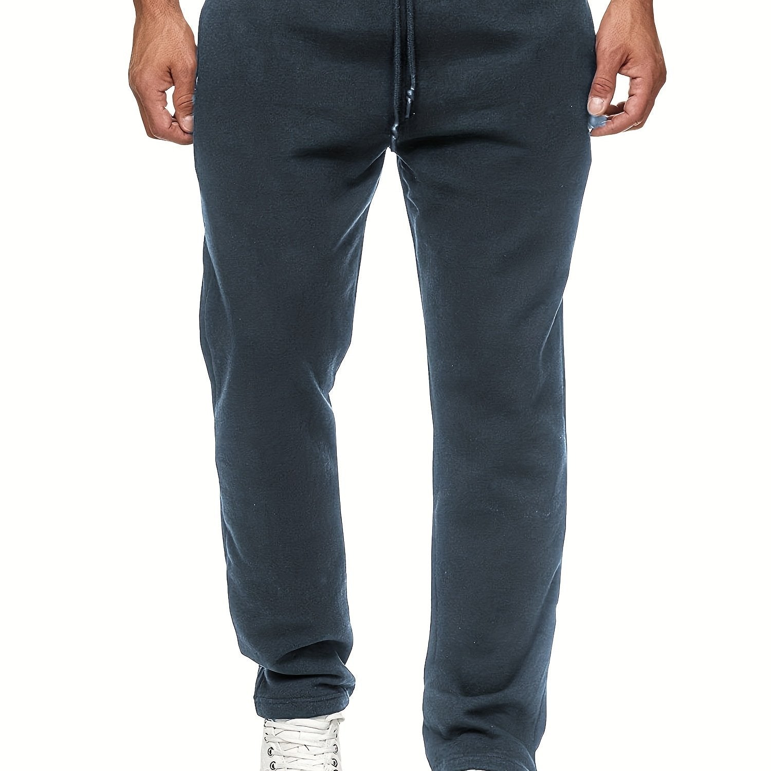 Men'S Fashion Casual Solid Color Fleece-Lined Joggers