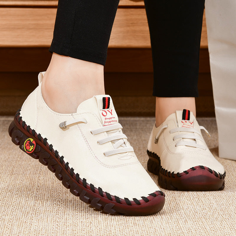 Women's / Round-Toe Flat Shoes with Spoils Accent - Casual Comfortable All-Season Sneakers, PVC Sole & Soft, Breathable for Square Dance, Casual Attire - Upper (North America/Europe Style)