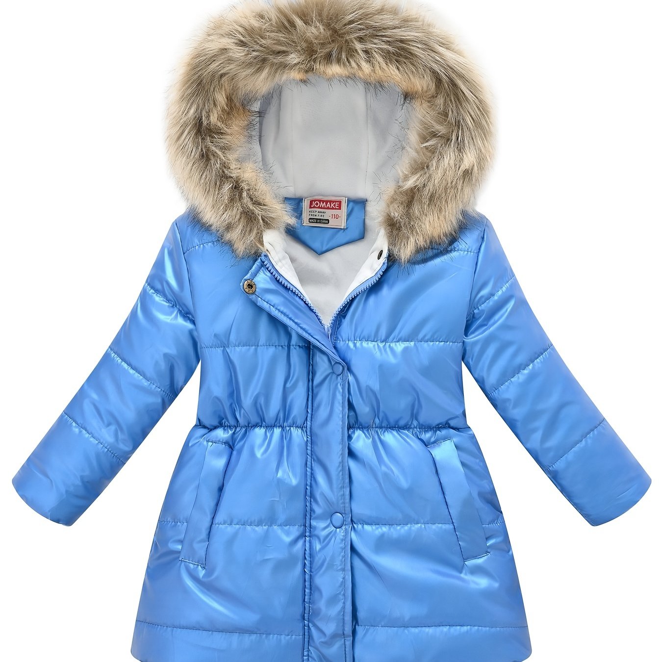 Children's Winter New Style Thickened Glossy Hooded Jacket for Boys and Girls, Mid-Length