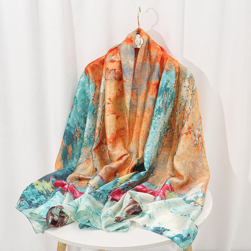 35.4"×70.9" Elegant Landscape Print Scarf Shawl - Windproof, Trendy, and Versatile Outdoor Wrap for Women - Stylish Hijab, Perfect for Any Occasion