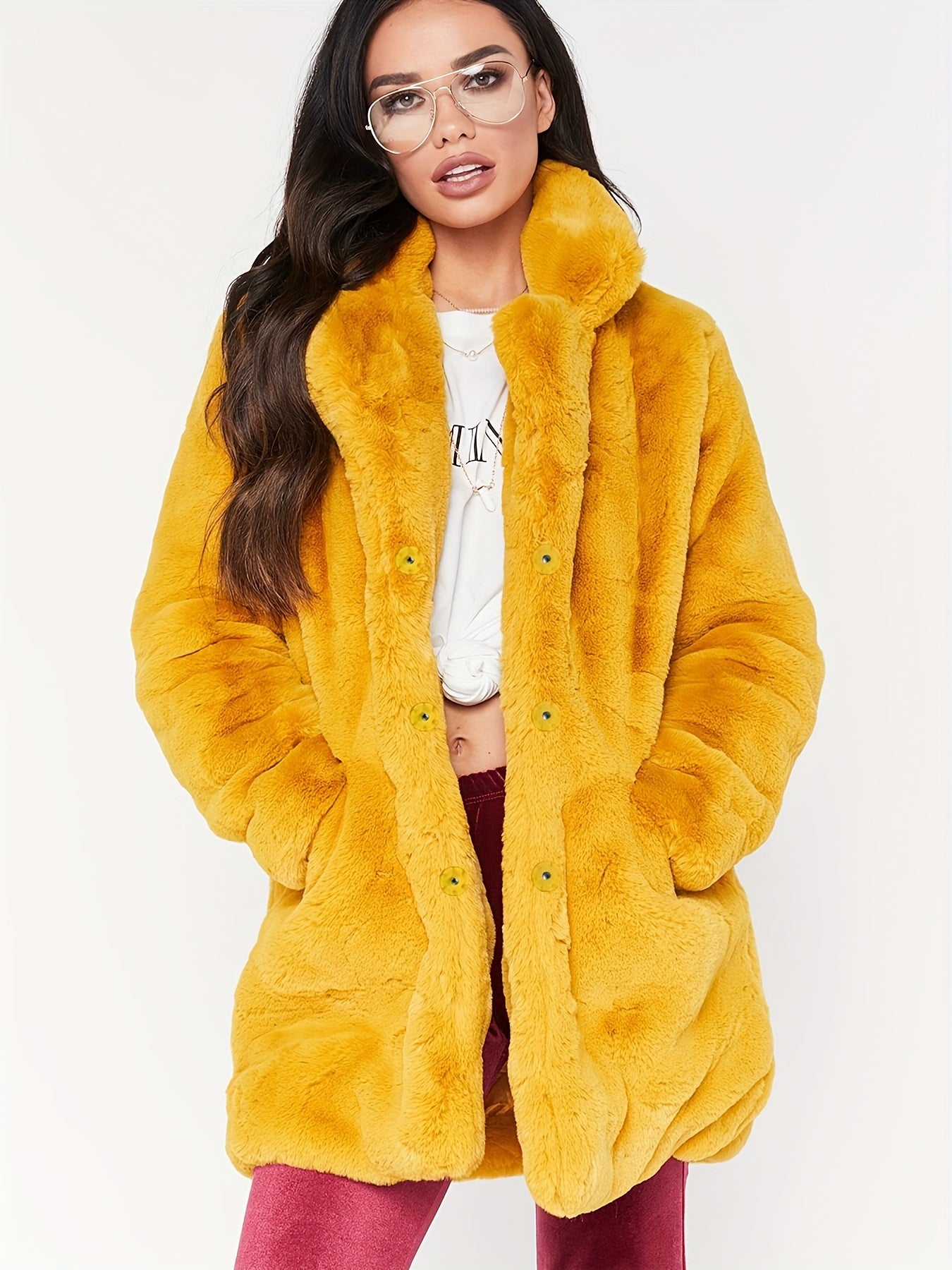 Winter Warm Plush Loose Coat, Casual Long Sleeve Fashion Teddy Outerwear, Women's Clothing