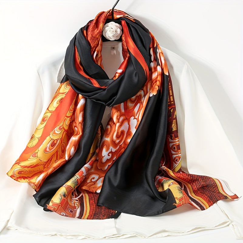 35.4"×70.9" Elegant Landscape Print Scarf Shawl - Windproof, Trendy, and Versatile Outdoor Wrap for Women - Stylish Hijab, Perfect for Any Occasion