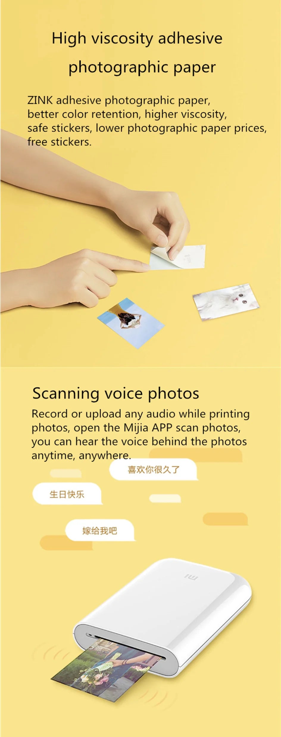 Xiaomi AR Printer 300dpi Portable Photo Mini Pocket With DIY Share 500mAh Picture Printer Pocket Printer Work With Mihome APP