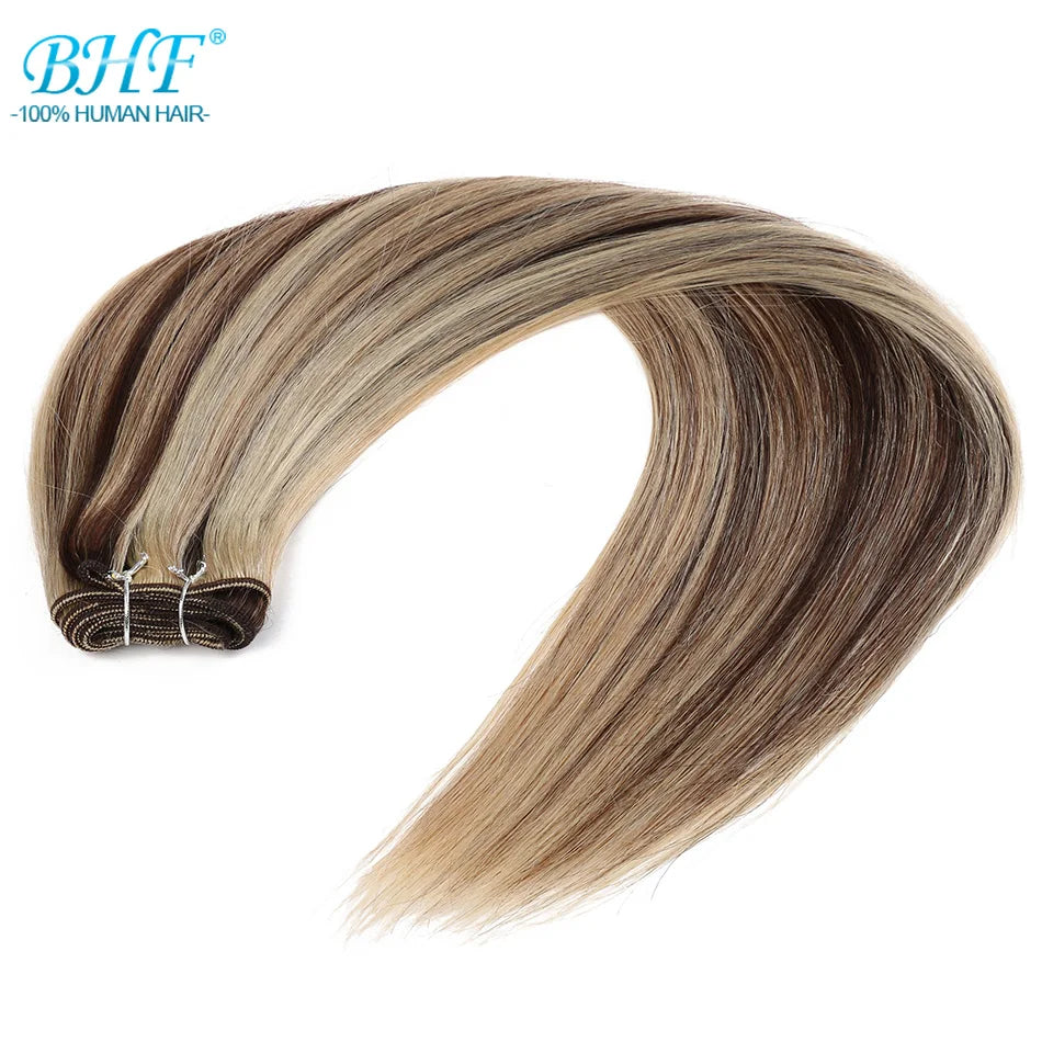 BHF 100% Human Hair Weaves Straight Russian Remy Natural Hair Weft 1piece 100g Black Brown Blonde Color Human Hair Extensions