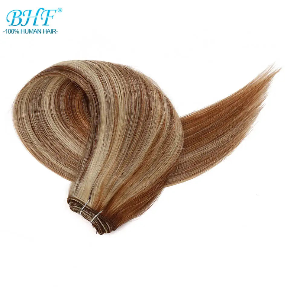 BHF 100% Human Hair Weaves Straight Russian Remy Natural Hair Weft 1piece 100g Black Brown Blonde Color Human Hair Extensions