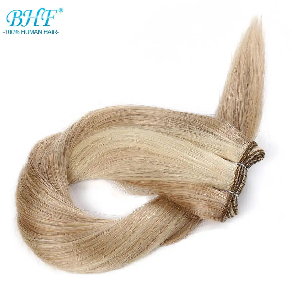 BHF 100% Human Hair Weaves Straight Russian Remy Natural Hair Weft 1piece 100g Black Brown Blonde Color Human Hair Extensions