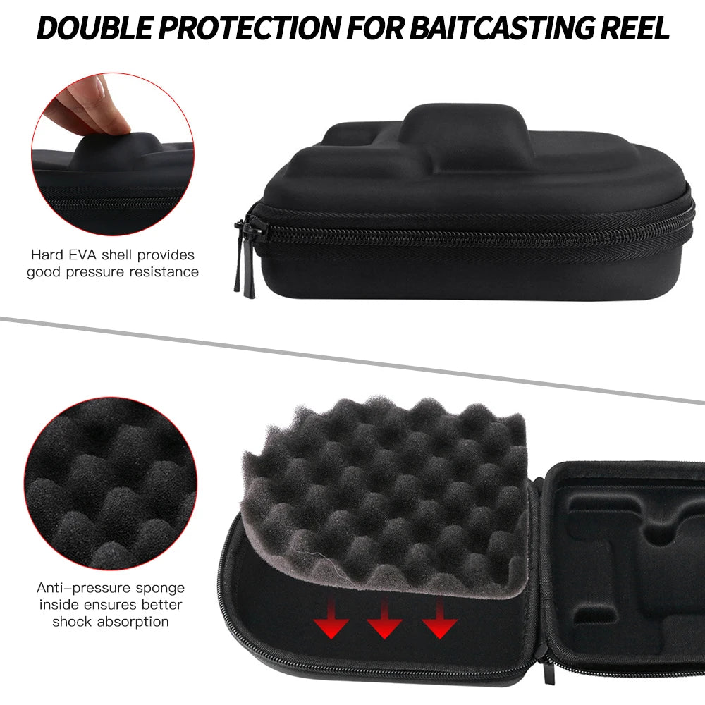 Fishing Reel Protective Case Water Resistant Hard EVA Box Pouch Built-in Anti-Pressure Sponge Baitcasting Wheel Bag Accessories