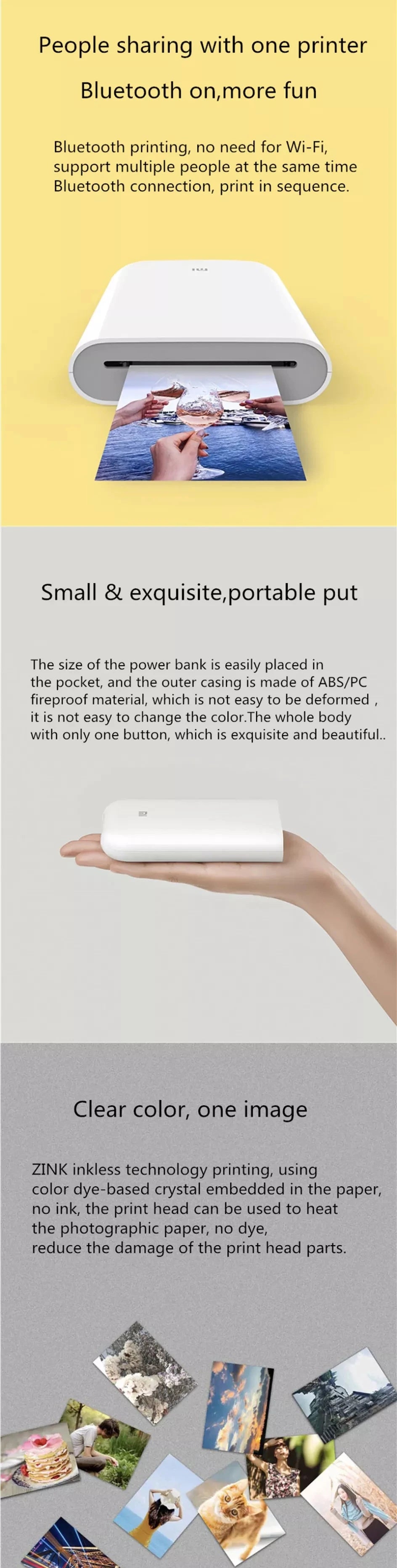 Xiaomi AR Printer 300dpi Portable Photo Mini Pocket With DIY Share 500mAh Picture Printer Pocket Printer Work With Mihome APP