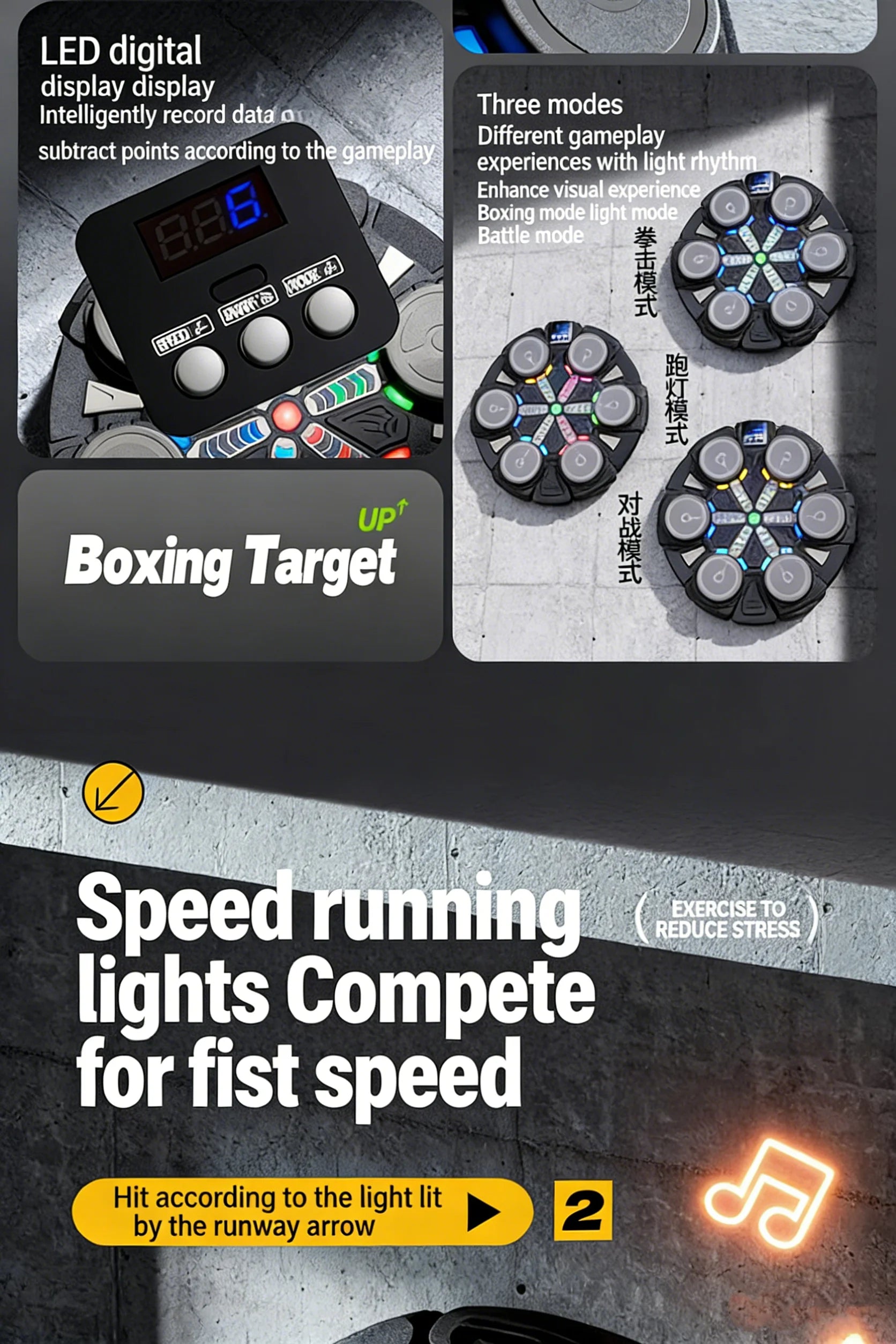 Rhythm Box Music Boxing Target Interactive Exercise Equipment with Light Response for Stress Relief And Coordination Training fo