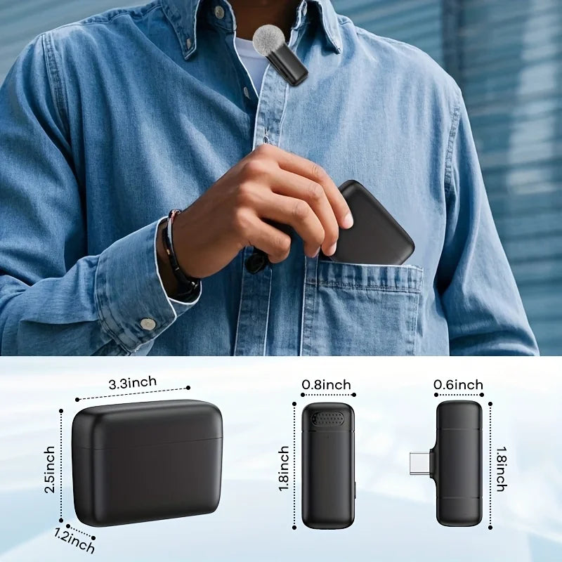 Wireless Microphone Lavalier with Charging Case Windproof Fleece Suitable for Phones Laptop Devices with Noise canceling MIC