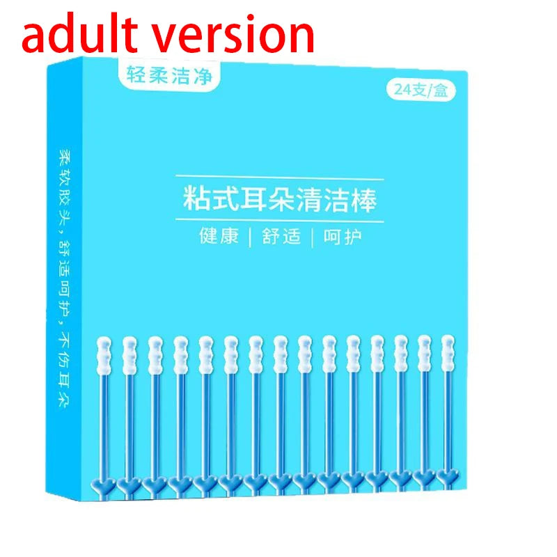 24Pcs/Box Silicone EarWax Remover Sticky Ear Picks Disposable Adhesive Earpick S/L Reusable Ear Cleaner for Kids & Adults
