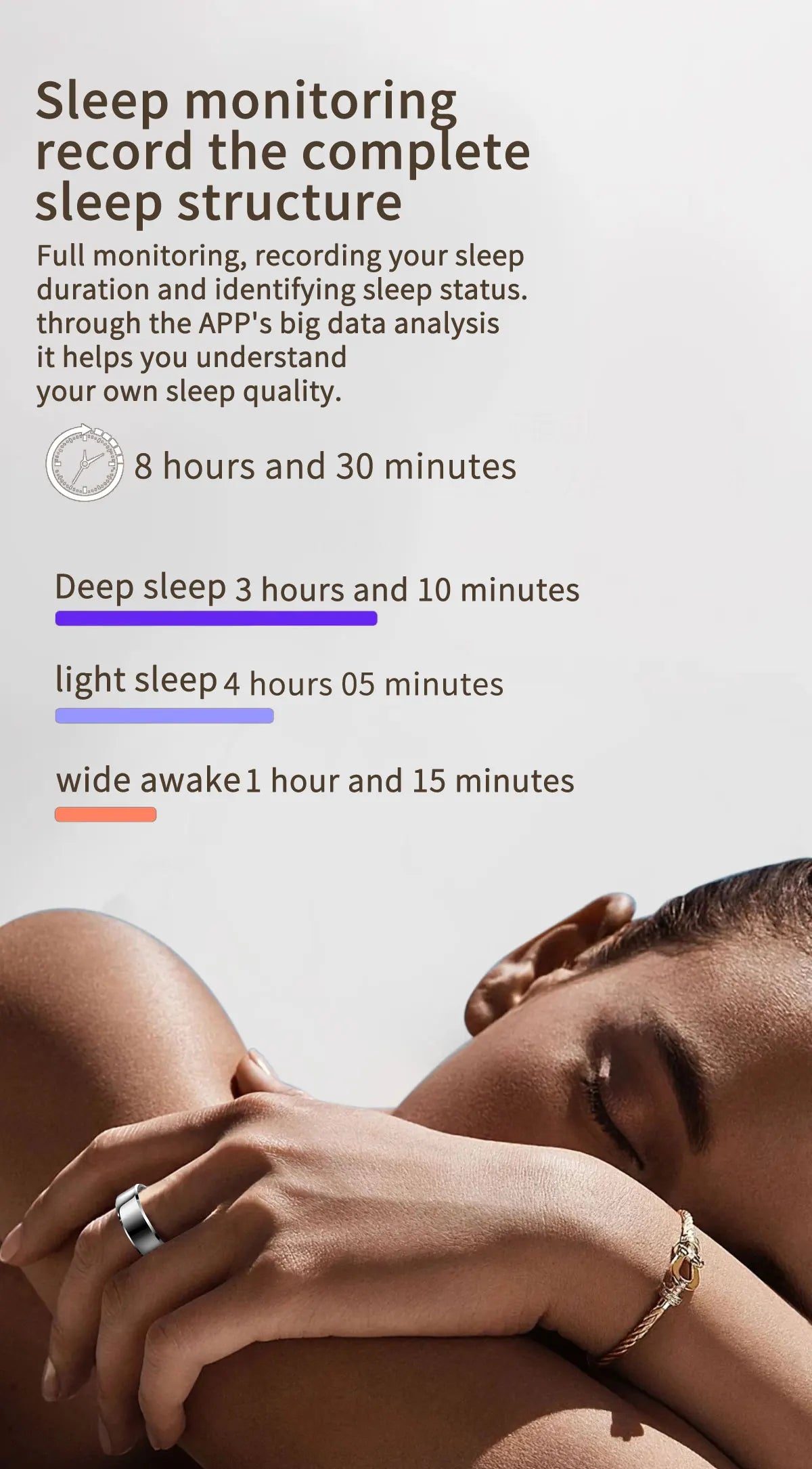 Couple Xiaomi Smart Ring, Bluetooth Sync,Sleep&Heart Rate Tracker, 5ATM Waterproof, Compatible iOS/Android, Men&Women Smart Ring