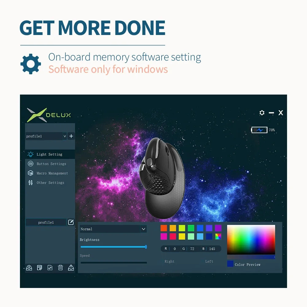 Delux Seeker M618XSD Ergonomic Vertical Mouse OLED Screen USB Wireless+BT 5.0 Rechargeable 1000hz Berichtsrate For PC Laptop