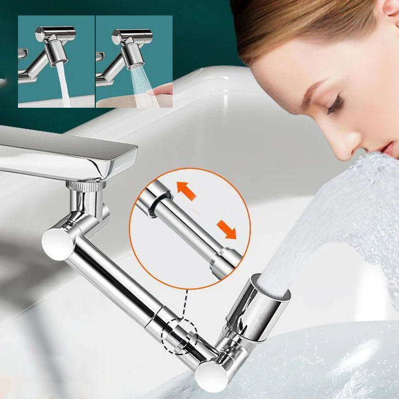 1440° Rotatable Scalable Metal Faucet Bathroom Tap Splash-proof Bubbler Kitchen Faucet Filter Nozzle Tap Saving Water Extender