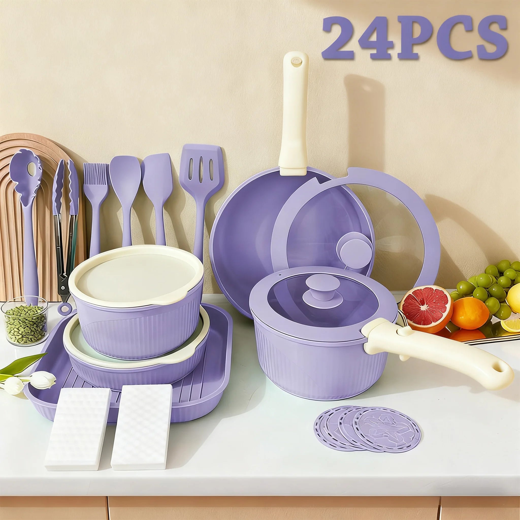 Pots and Pans Set, Nonstick Cookware Set Detachable Handle, Induction Kitchen Cookware Sets , RV Cookware Set, Oven Safe