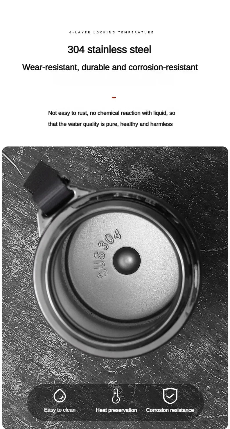 800ML-1L Stainless Steel Thermos Bottle 304 Tea Bottle Car Vacuum Bottle with LED Temperature Display Portable Drinking Cup