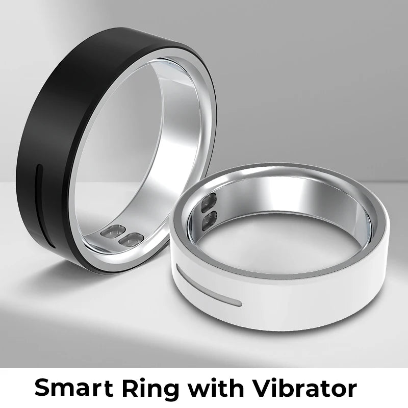 Ceramic Smart Ring with Vibrate Alerts Calls Alarm Notification Vibration, Health and Sleep Monitor 5ATM Waterproof Ring for Men