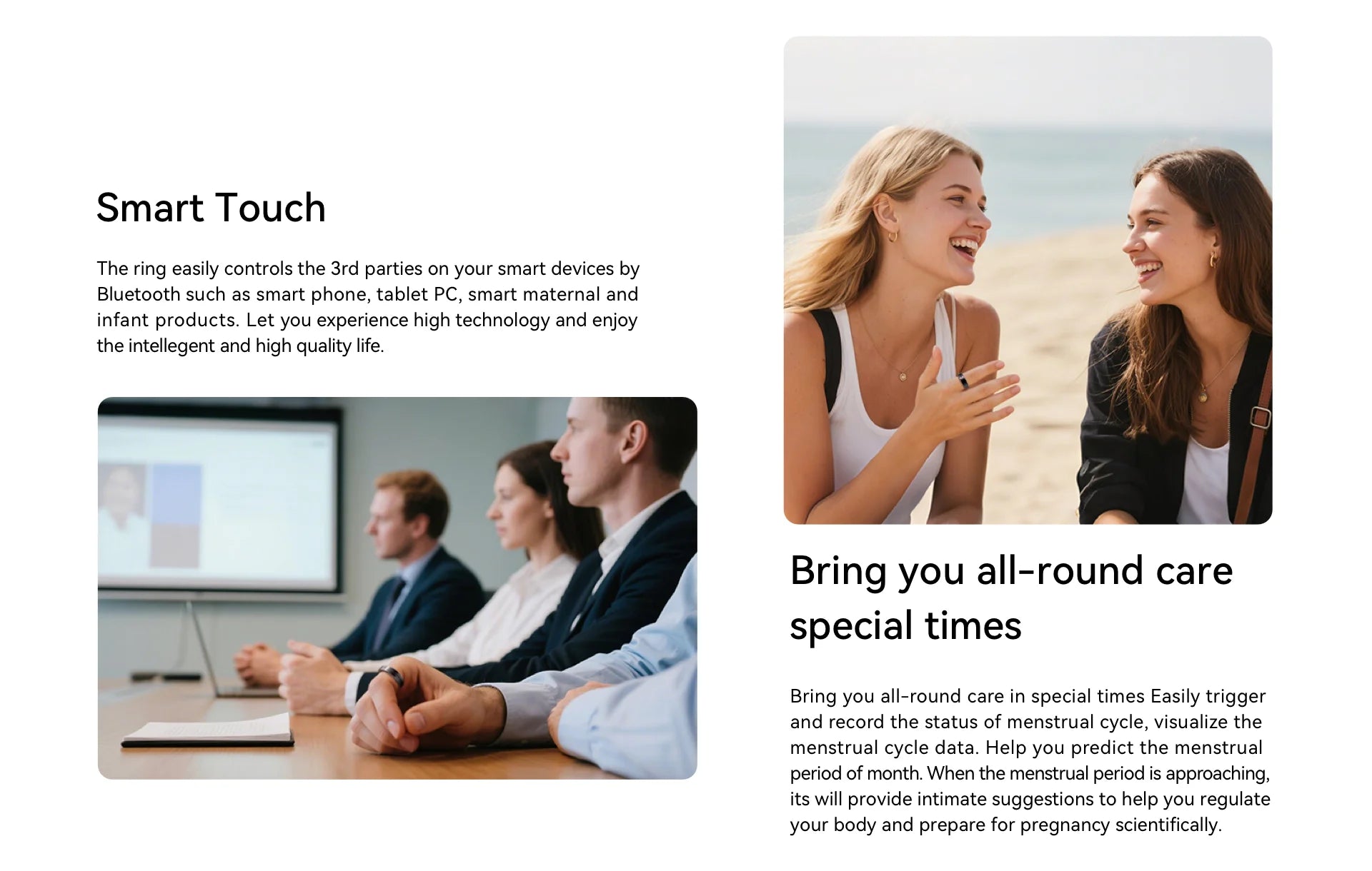 Ceramic Smart Ring with Vibrate Alerts Calls Alarm Notification Vibration, Health and Sleep Monitor 5ATM Waterproof Ring for Men