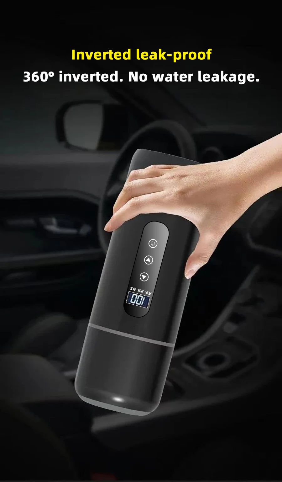 Electric Kettle 12V24V Portable Car Heating Cup 500ml Travel Heating Touch Screen Intelligent Adjustable Temperature Thermal Cup