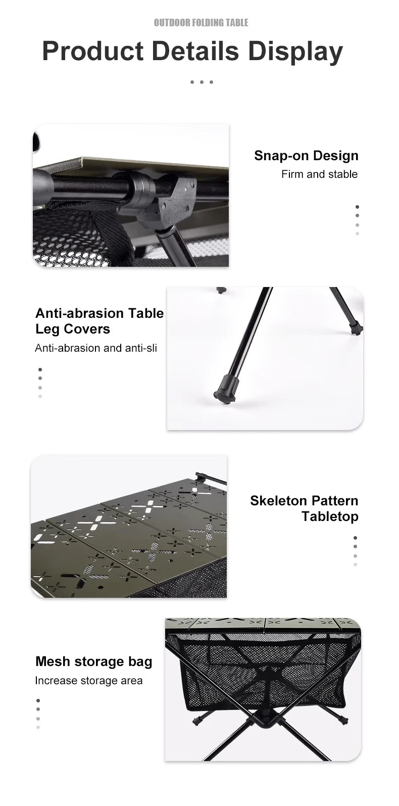 WESTTUNE Camping Folding Table Portable Aluminum Alloy Lightweight Table with Accessories Multifunctional Outdoor Table