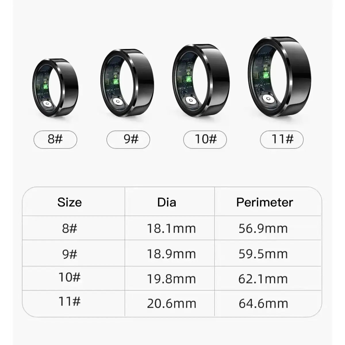 Couple Xiaomi Smart Ring, Bluetooth Sync,Sleep&Heart Rate Tracker, 5ATM Waterproof, Compatible iOS/Android, Men&Women Smart Ring