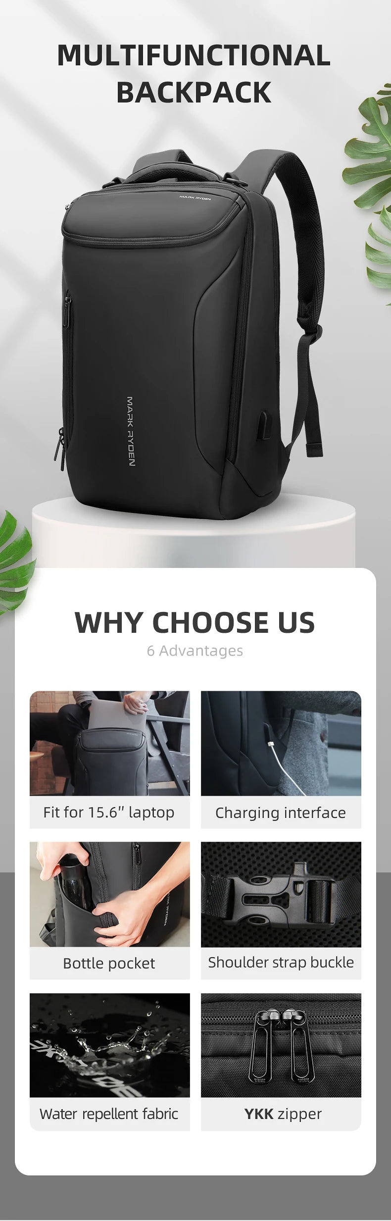 MARK RYDEN 17 inch Laptop Backpack For Men Travel Spacious Backpack Commuting COMPACTO PRO