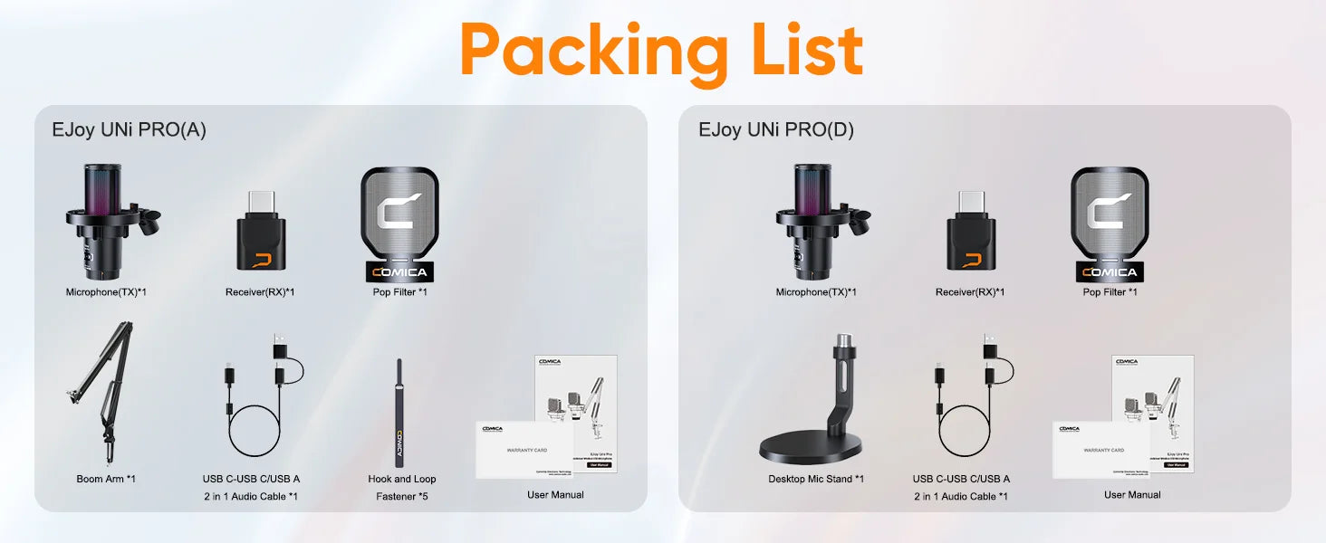 COMICA Uni Pro Wireless USB Gaming Microphone for PC Laptop Smartphone Noise Cancellation Condenser Mic with RGB Lights