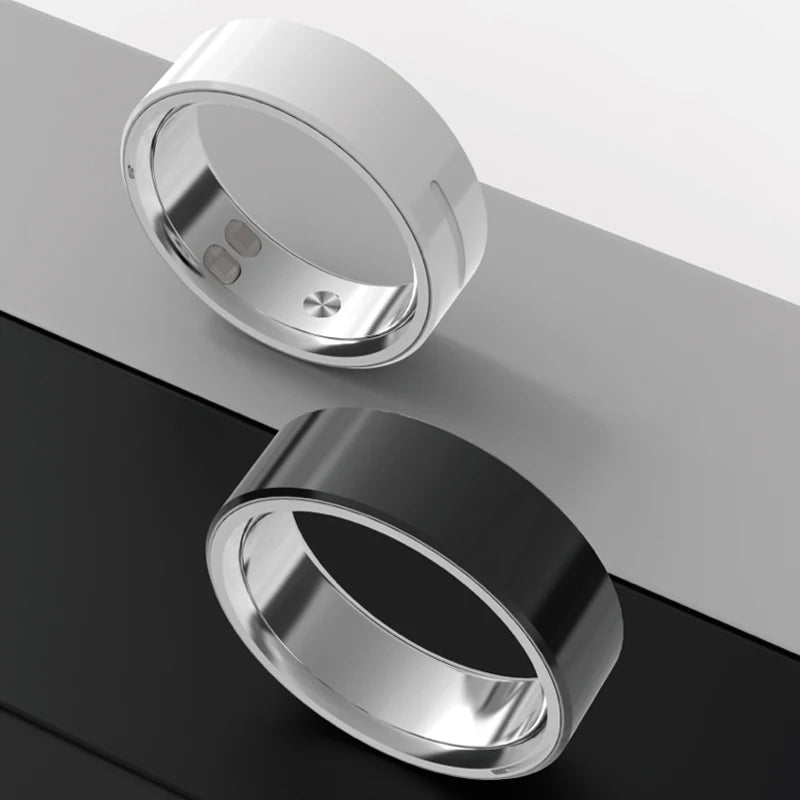 Ceramic Smart Ring with Vibrate Alerts Calls Alarm Notification Vibration, Health and Sleep Monitor 5ATM Waterproof Ring for Men