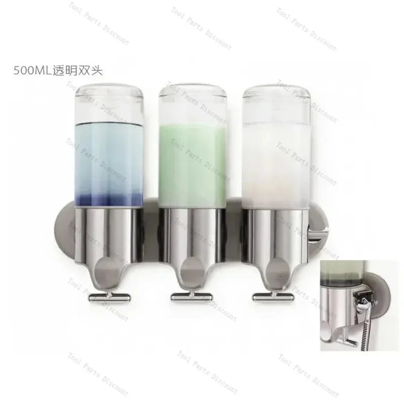 Soap Dispenser Wall-Mounted Large-Capacity Shower Gel Box Bathroom Hand Washer Transparent