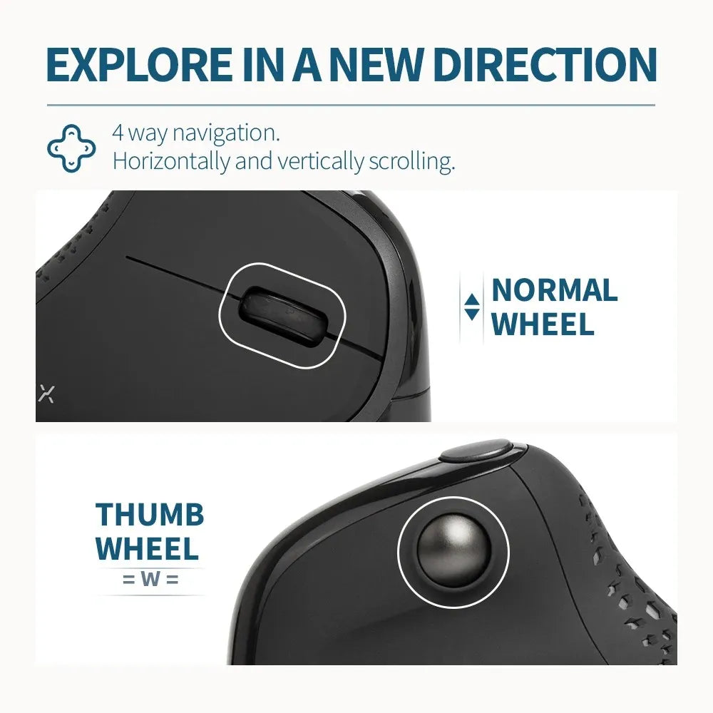 Delux Seeker M618XSD Ergonomic Vertical Mouse OLED Screen USB Wireless+BT 5.0 Rechargeable 1000hz Berichtsrate For PC Laptop