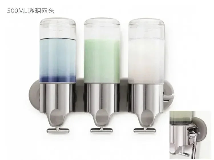 Soap Dispenser Wall-Mounted Large-Capacity Shower Gel Box Bathroom Hand Washer Transparent