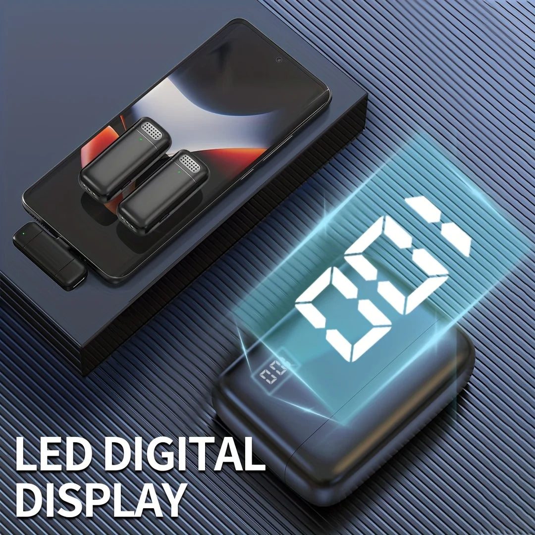 Wireless Lavalier Microphone with Charging Case Windproof Fleece Suitable for Phones Laptop Devices with Noise canceling MIC