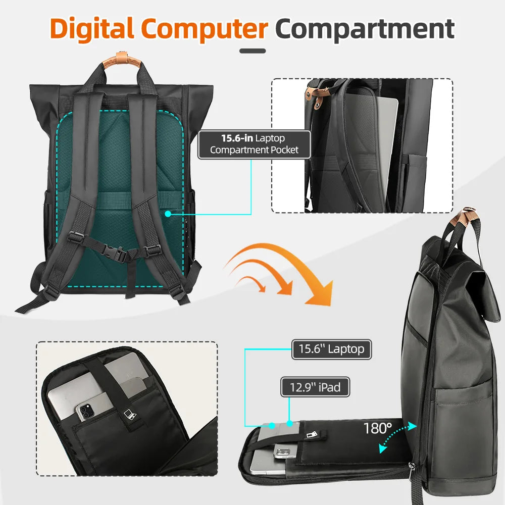 Heroic Knight Travel Men Backpack Multifunction Expandable Laptop Bag USB Port Outdoor Waterproof Hiking Pack For Male Anti-thef