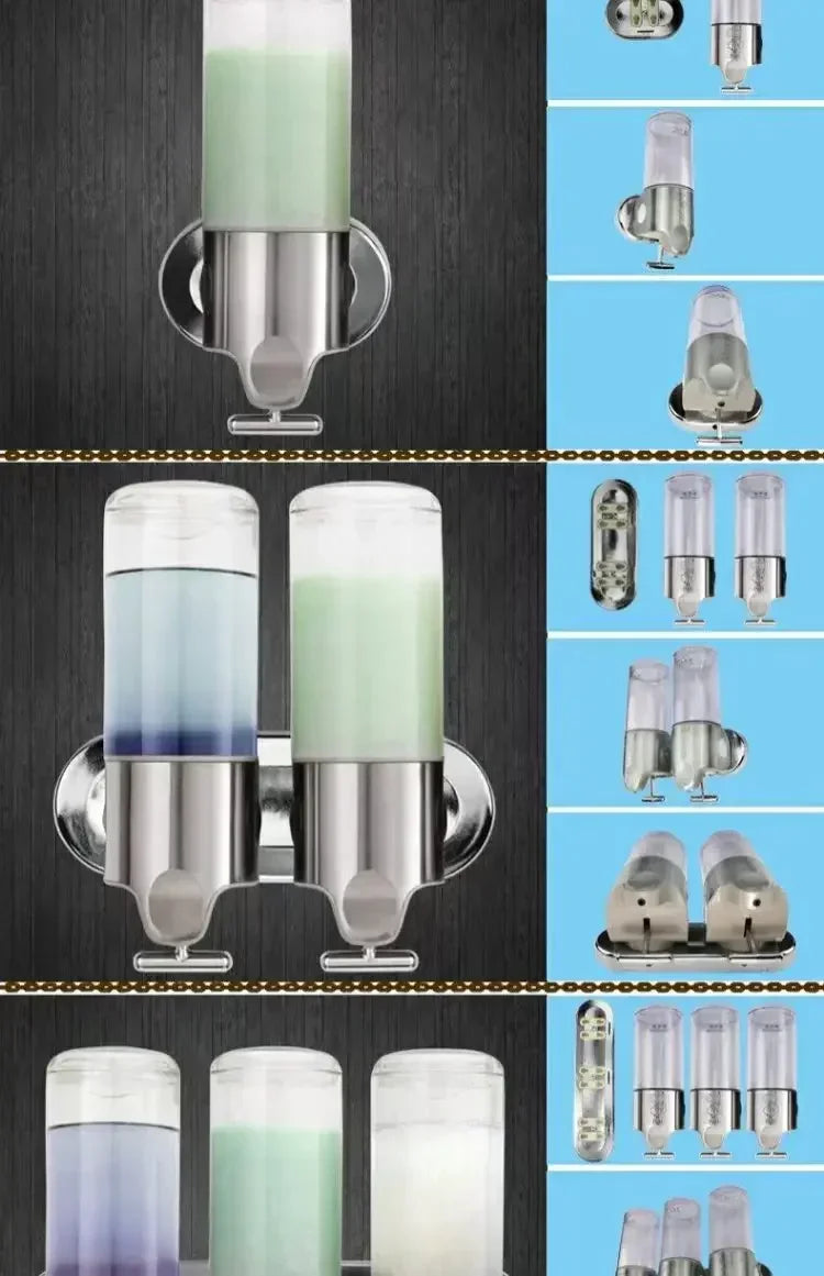 Soap Dispenser Wall-Mounted Large-Capacity Shower Gel Box Bathroom Hand Washer Transparent