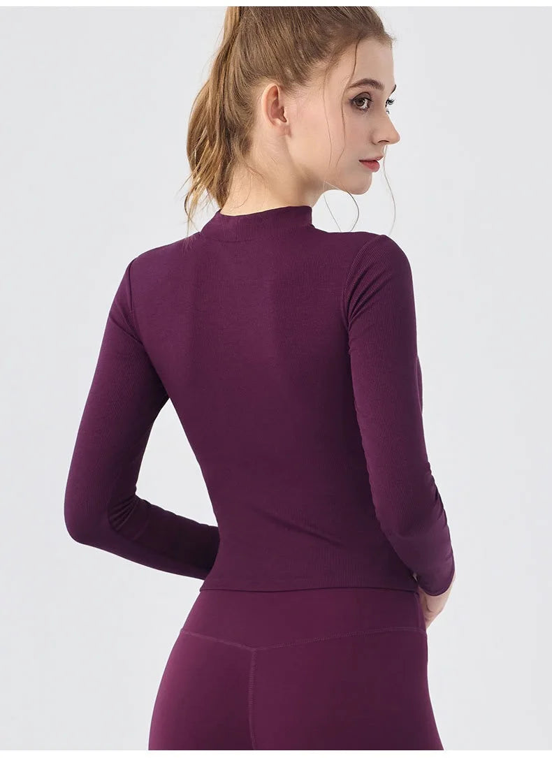 Gym Women Sports Tops Yoga Fitness Long Sleeves Breathable Comfort Workout Clothing Running Gym Pilates Yoga Shirts with Chest