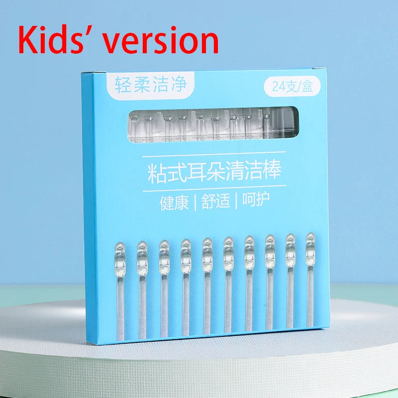 24Pcs/Box Silicone EarWax Remover Sticky Ear Picks Disposable Adhesive Earpick S/L Reusable Ear Cleaner for Kids & Adults