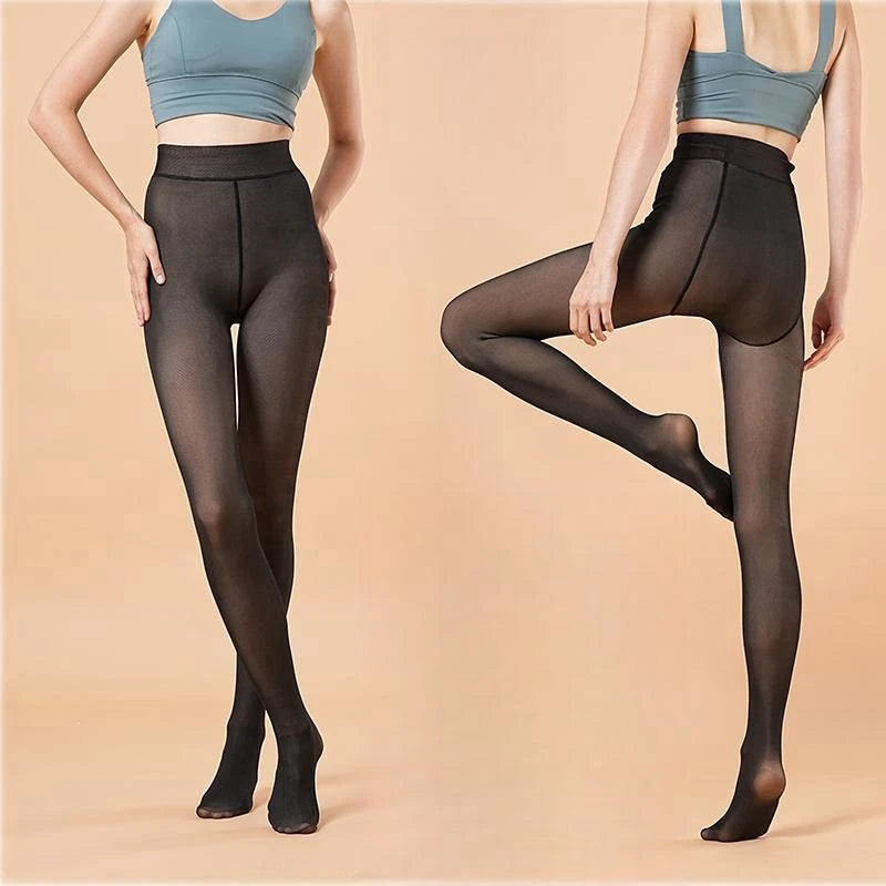 Thick Thermal Stockings Woman Warm Winter Sexy Translucent Velvet Tights Pantyhose Female High Waist Elastic Fleece Tights Women