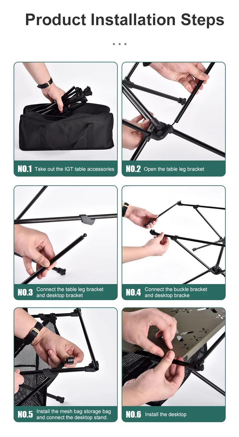 WESTTUNE Camping Folding Table Portable Aluminum Alloy Lightweight Table with Accessories Multifunctional Outdoor Table