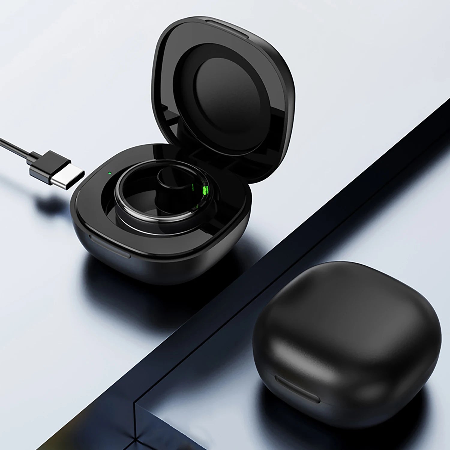 Charging Case For Smart Ring R02 R11 R10 R09 R08 Portable Magnetic Wireless Charging Box with Type-C Charging Cable