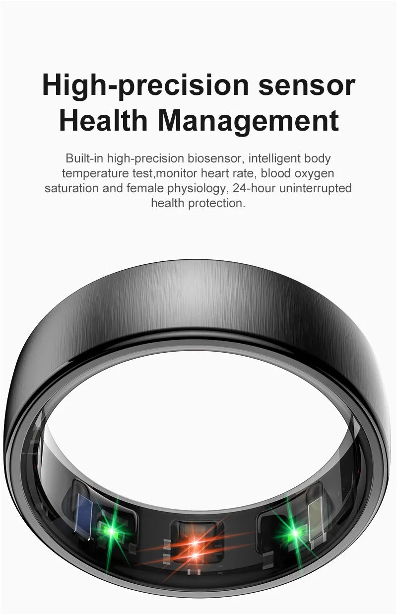 Uhoofit R10 Smart Ring with Charging Case Men Women Health Heart Rate Sleep Monitor IP68 & 5ATM Waterproof Multi-sport Mode
