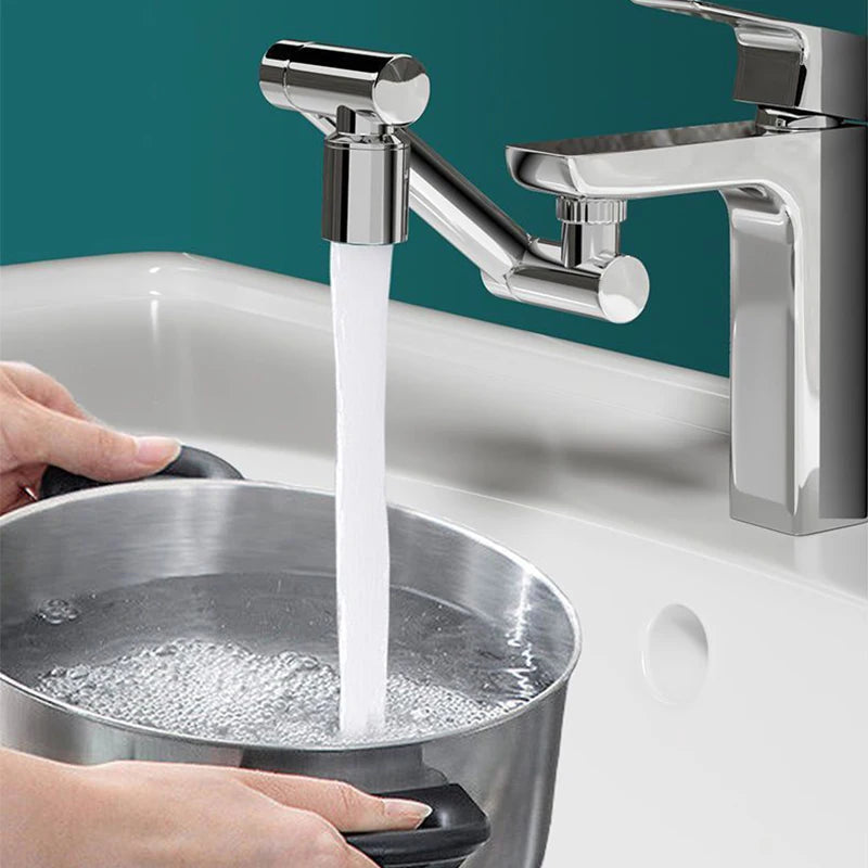 1440° Rotatable Scalable Metal Faucet Bathroom Tap Splash-proof Bubbler Kitchen Faucet Filter Nozzle Tap Saving Water Extender