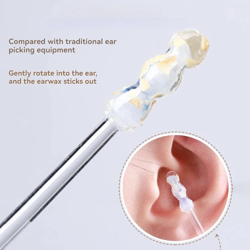 24Pcs/Box Silicone EarWax Remover Sticky Ear Picks Disposable Adhesive Earpick S/L Reusable Ear Cleaner for Kids & Adults